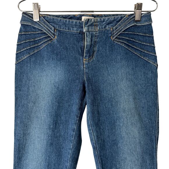 VTG Cache Jeans Y2K Low Rise Flare Pintuck Design Funky Clubwear‎ Medium Wash - Picture 6 of 13